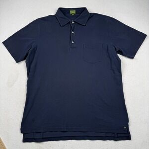 Sid Mashburn Polo Shirt Mens XL Navy Blue Cotton Pocket Knit Classic
